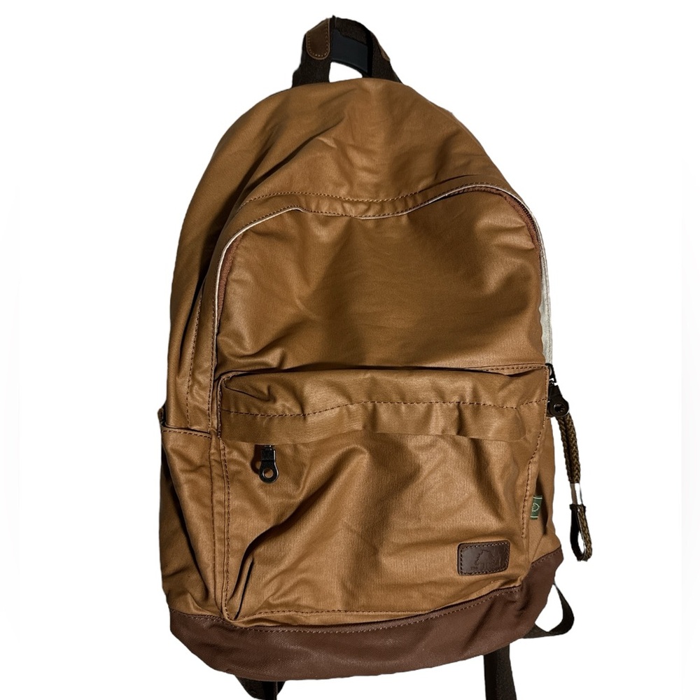 TSD BRAND Urban Light Coated Canvas Backpack Khaki